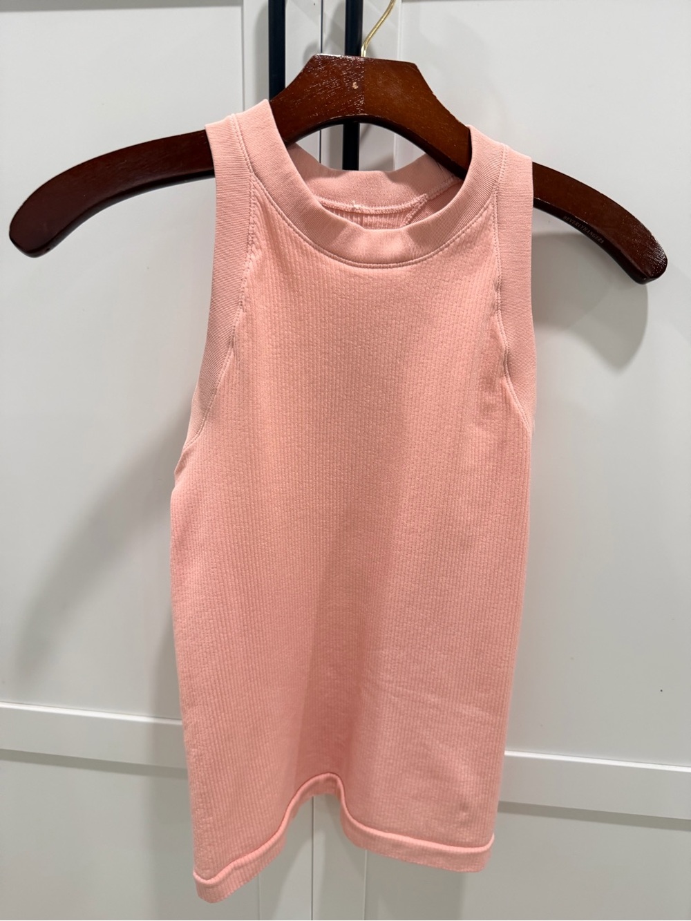 Athleta Ribbed High-Neck Tank — Light Pink